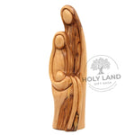 Abstract Bethlehem Olive Wood Holy Family Statue Front View