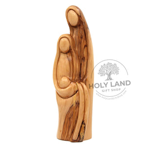
                  
                    Load image into Gallery viewer, Abstract Bethlehem Olive Wood Holy Family Statue Front View
                  
                