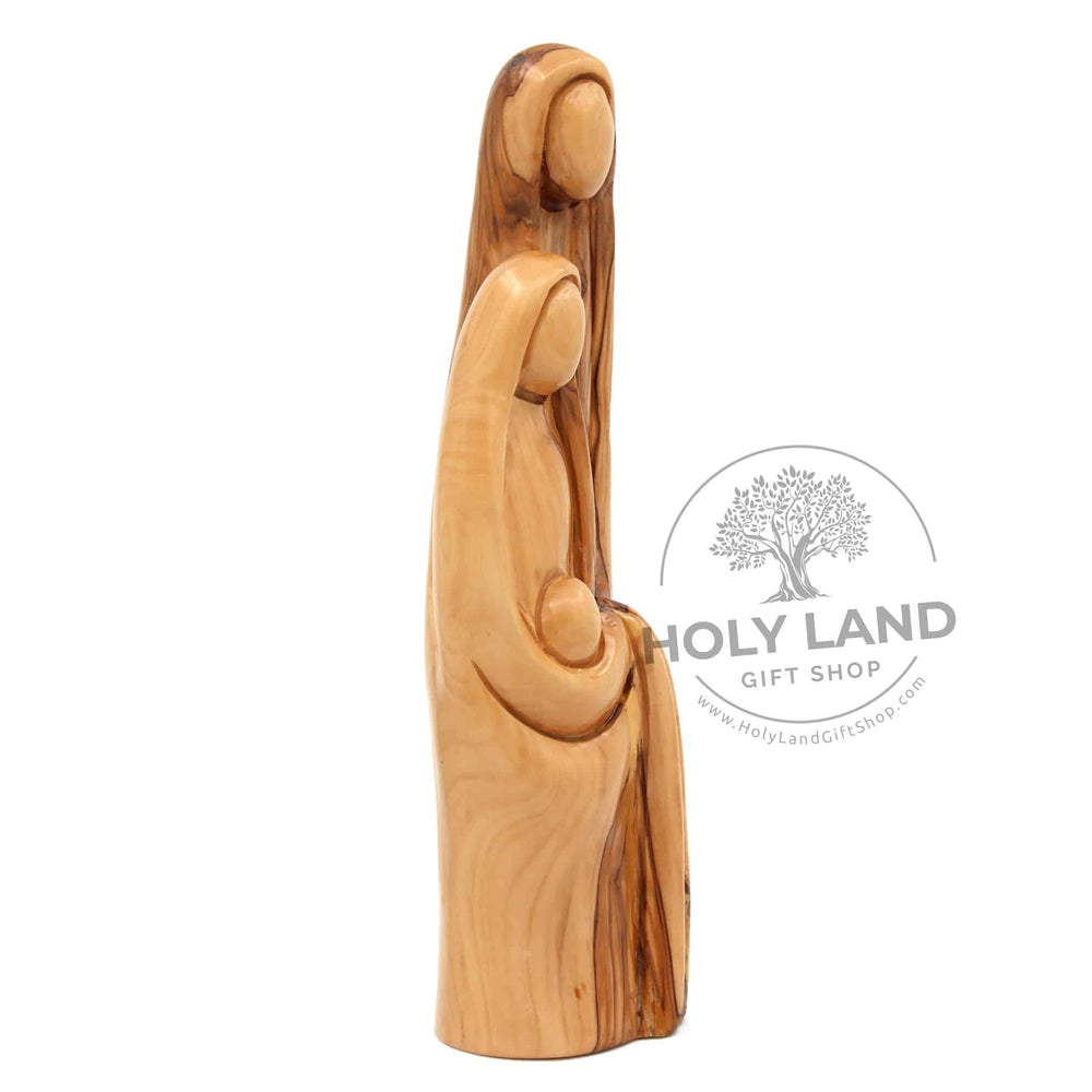 
                  
                    Load image into Gallery viewer, Abstract Bethlehem Olive Wood Holy Family Statue Right Side View
                  
                