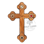 Olive Wood Jerusalem Carved Four Elements Cross