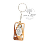 Bethlehem Olive Wood Key Chain with the Holy Family from the Holy Land