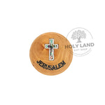 Olive Wood Magnet with Abalone and Mother of Pearl Cross from the Holy Land