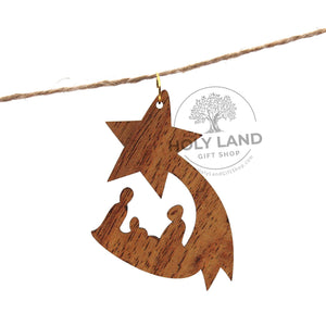 
                  
                    Load image into Gallery viewer, Holy Land Olive Wood Christmas Ornament Set Bethlehem Star
                  
                