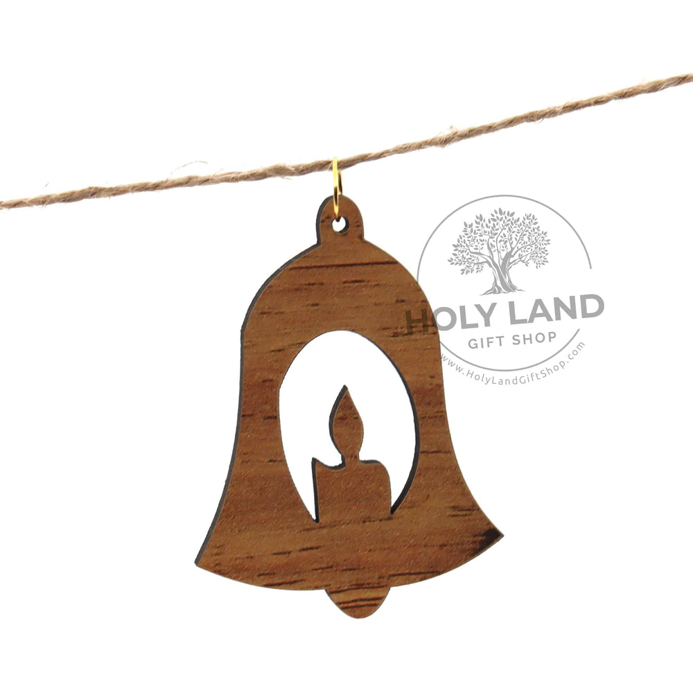 
                  
                    Load image into Gallery viewer, Holy Land Olive Wood Christmas Ornament Set Bell
                  
                