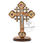 Bethlehem Olive Wood Orthodox Cross on Stand with Holy Elements from the Holy Land