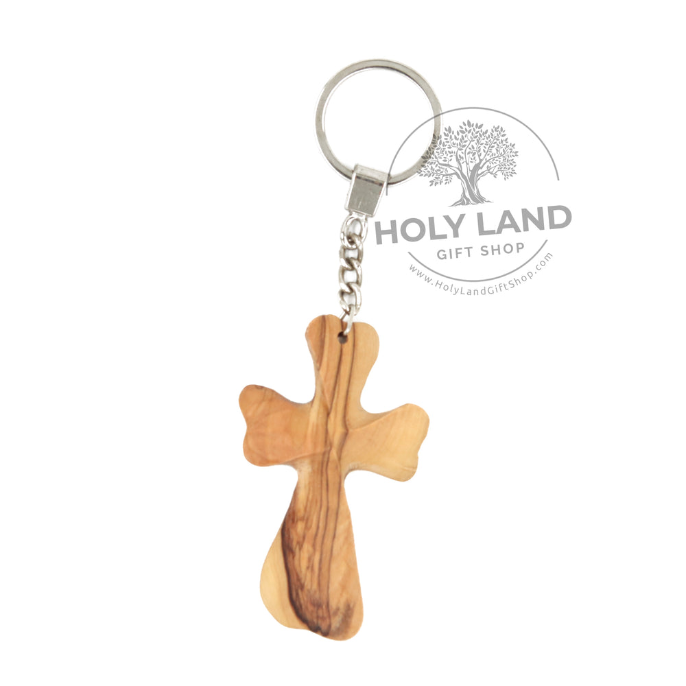 Olive Wood Pocket Cross Keychain - Holy Land Gift Shop