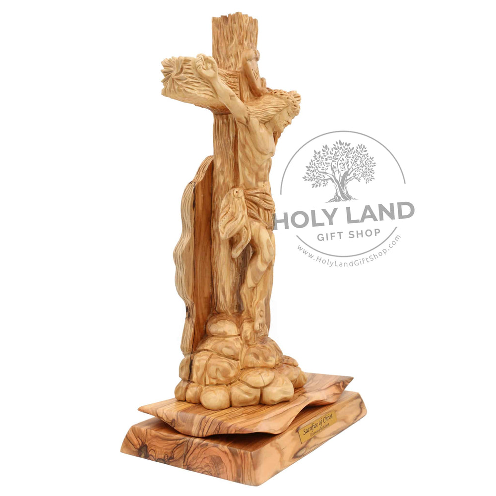 
                  
                    Load image into Gallery viewer, Bethlehem Olive Wood Sacrifice of Christ Statue from the Holy Land Right View
                  
                