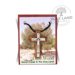 Bethlehem Olive Wood Square Cross Pendant with Crucifix from the Holy Land