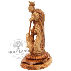 
                  
                    Load image into Gallery viewer, Holy Land Olive Wood St. George Hand Carved Statue Right Side View
                  
                