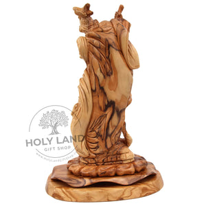 
                  
                    Load image into Gallery viewer, Holy Land Olive Wood St. George Hand Carved Statue Back View
                  
                