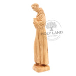 Bethlehem Olive Wood Statue St. Francis of Assisi Holding Birds From the Holy Land Side View