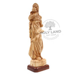 Bethlehem Olive Wood Virgin Mary Holding Baby Jesus Statue from the Holy Land Side View