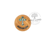 Bethlehem Olive Wood and Abalone Cross Magnet from the Holy Land