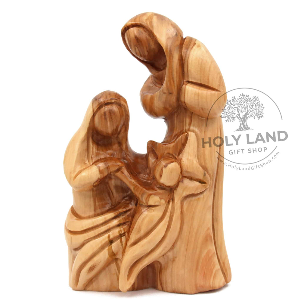 
                  
                    Load image into Gallery viewer, Olive wood Holy Family Statue Starring Jesus Front View
                  
                