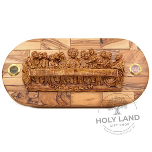 
                  
                    Load image into Gallery viewer, Jerusalem Oval Olive Wood Last Supper Plaque
                  
                
