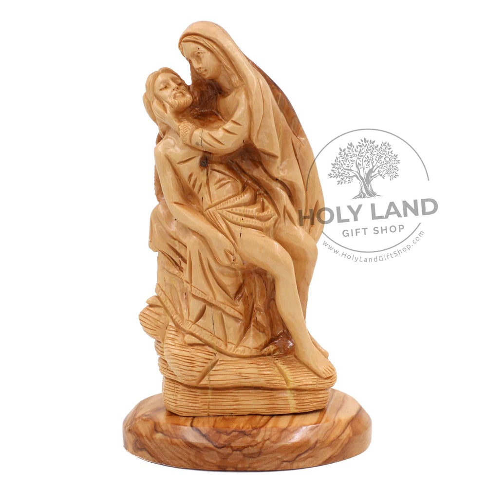 Pieta Carved Olive Wood Statue from Bethlehem Front View