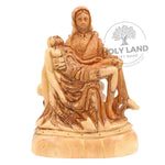 Pieta of Carved Bethlehem Olive Wood Statue from the Holy Land Front View