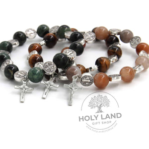 
                  
                    Load image into Gallery viewer, Set of Three Natural Biblical Stone Bracelets from the Holy Land Right View
                  
                