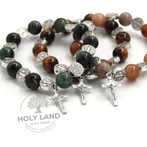 
                  
                    Load image into Gallery viewer, Set of Three Natural Biblical Stone Bracelets from the Holy Land Left View
                  
                