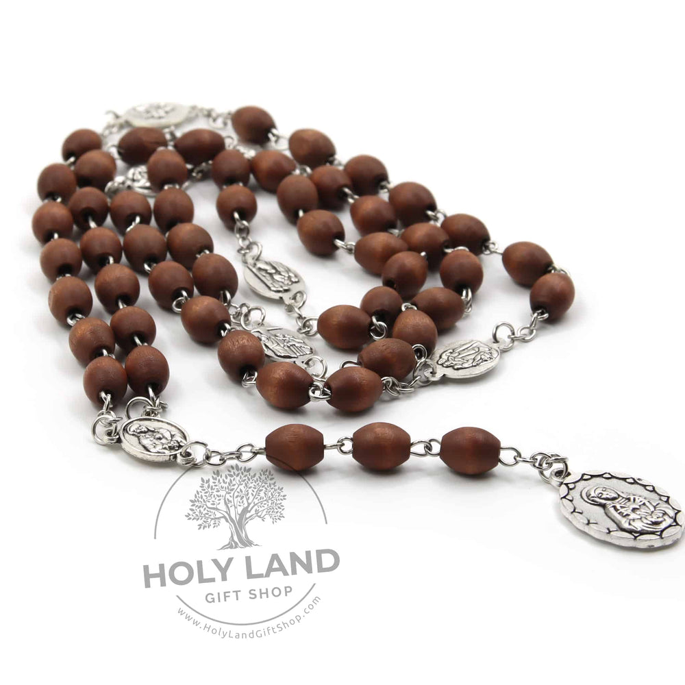 Seven Sorrows Olive Wood Rosary of Virgin Mary from the Holy Land Front View
