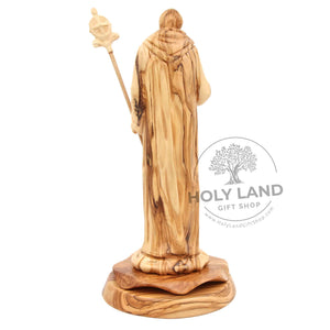 
                  
                    Load image into Gallery viewer, Saint Benedict Bethlehem Olive Wood Statue Back View
                  
                