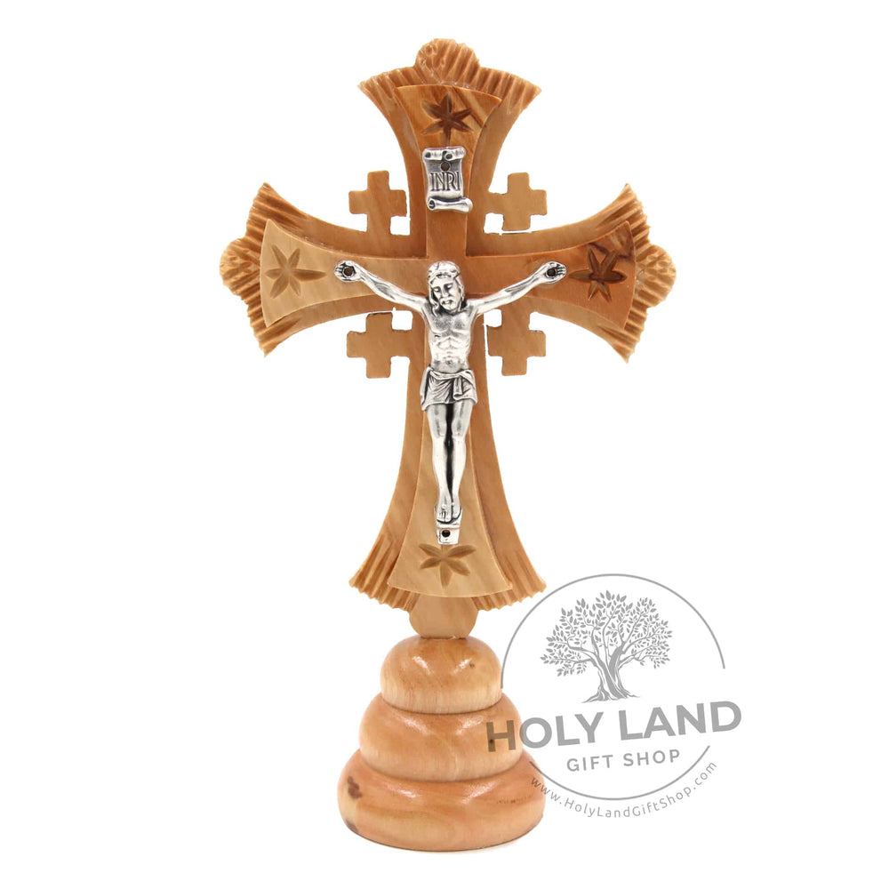 Stand Alone Olive Wood Crucifix - Holy Land Gift Shop