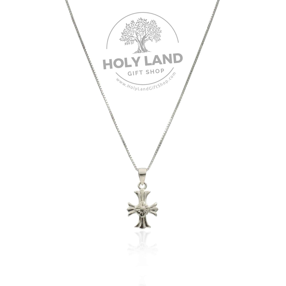 Sterling handmade Silver Box Necklace with Cross from the Holy Land
