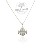Sterling Silver-Crafted Handmade Jerusalem Cross Pendant from the Holy Land Back View
