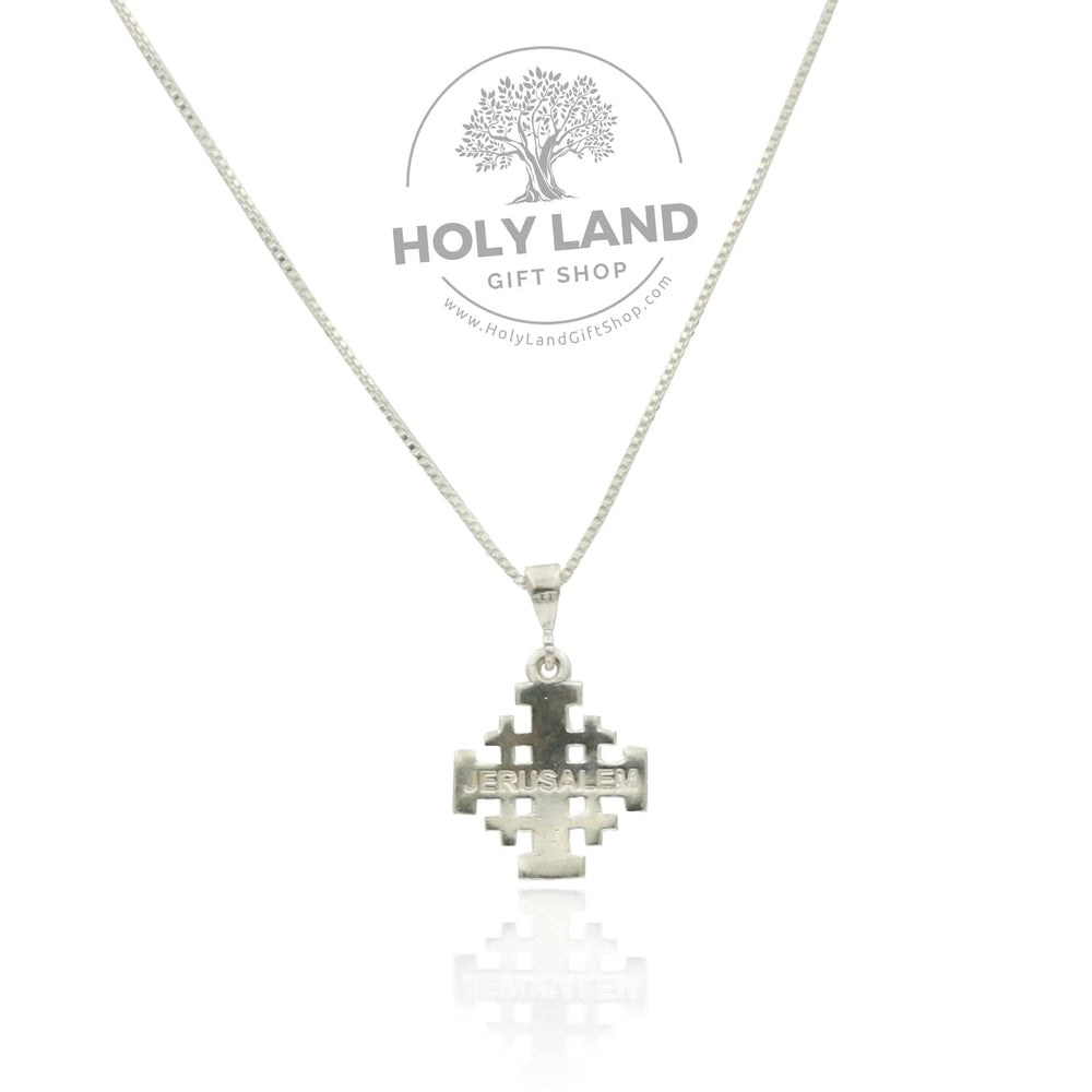 Large Sterling Silver Jerusalem Pendant Cross from the Holy Land Back View