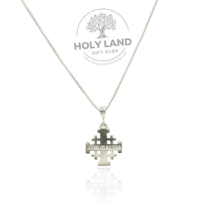 
                  
                    Load image into Gallery viewer, Large Sterling Silver Jerusalem Pendant Cross from the Holy Land Back View
                  
                