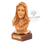 Blessed Virgin Mary Hand Carved Bethlehem Olive Wood Bust Front View