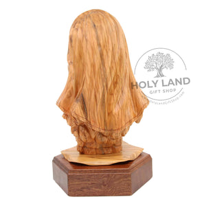 
                  
                    Load image into Gallery viewer, Blessed Virgin Mary Hand Carved Bethlehem Olive Wood Bust Back View
                  
                