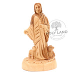 The Good Shepherd Carved in Bethlehem Olive Wood from the Holy Land Front View