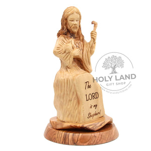 
                  
                    Load image into Gallery viewer, Hand Carved Jerusalem Olive Wood Shepherd Statue Side View
                  
                