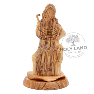 
                  
                    Load image into Gallery viewer, Hand Carved Jerusalem Olive Wood Shepherd Statue Back View
                  
                