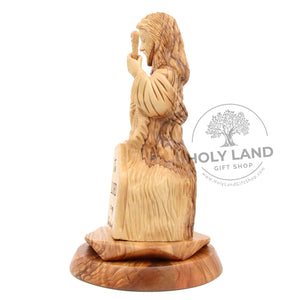 
                  
                    Load image into Gallery viewer, Hand Carved Jerusalem Olive Wood Shepherd Statue Left Side View
                  
                