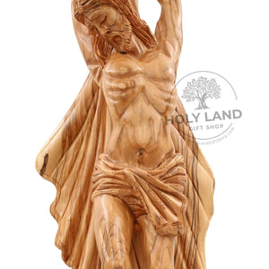 
                  
                    Load image into Gallery viewer, The Sacrifice of Christ in Solid Olive Wood Statue from the Holy Land Close-Up View
                  
                