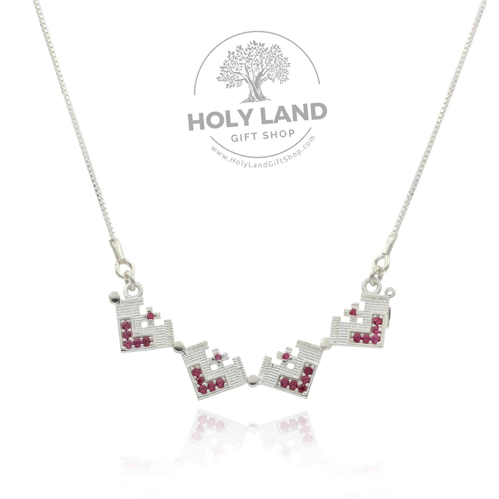 Opened Handmade Two-Way Fuchsia Magnetic Jerusalem Cross from the Holy Land