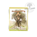 Unusual Bethlehem Olive Wood Pendant Cross on Cord from the Holy Land