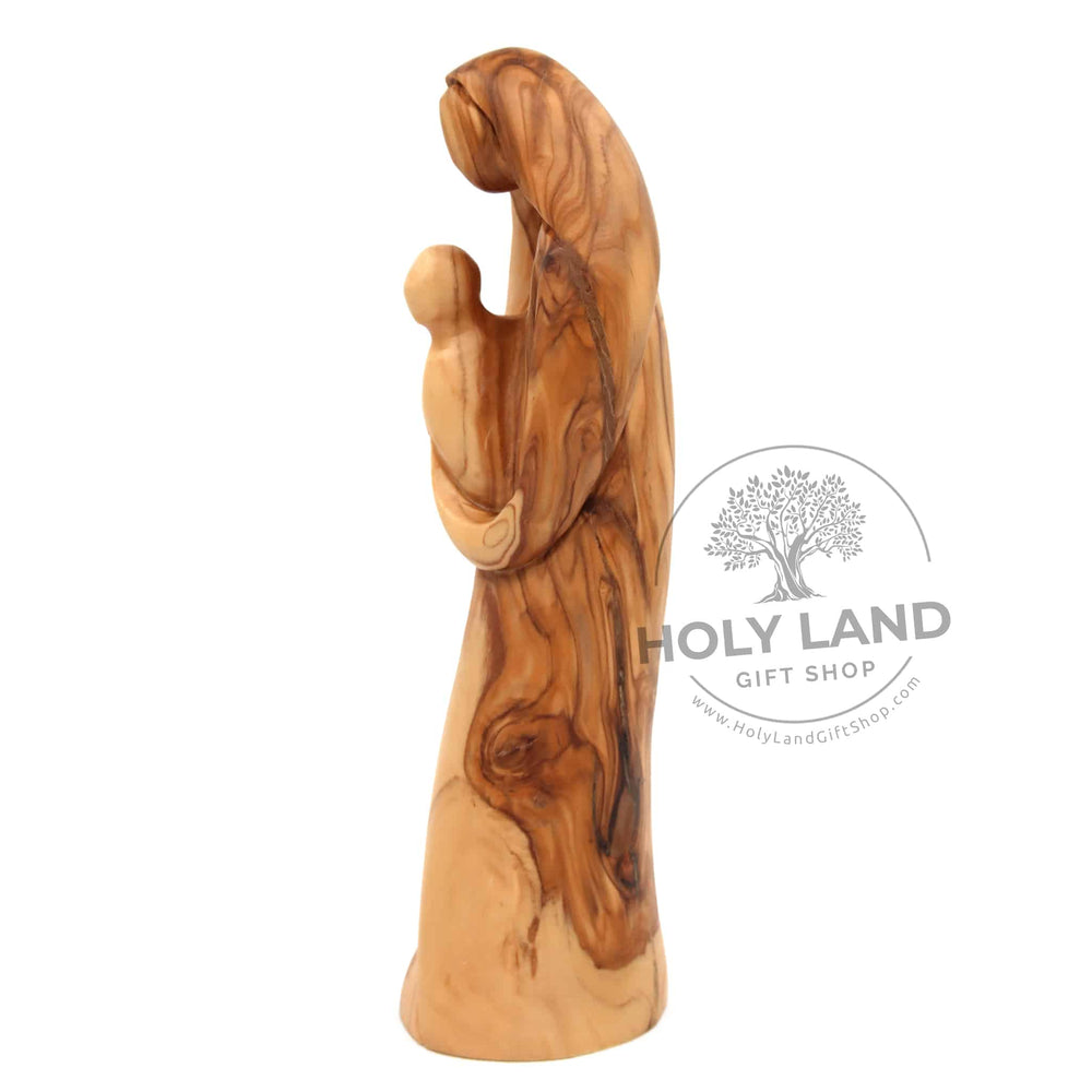 Virgin Mary with Baby Jesus Carved in Bethlehem Olive Wood left View